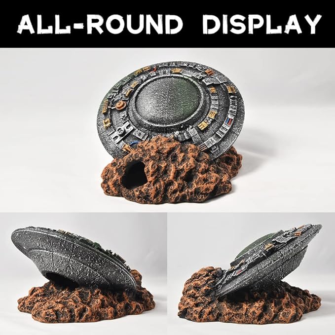 Aquarium Decorations-UFO Fish Tank Accessories for Betta Hide Flying Saucer Creative Medium Fish Tank Decor Reptile Box Landscaping Ornament