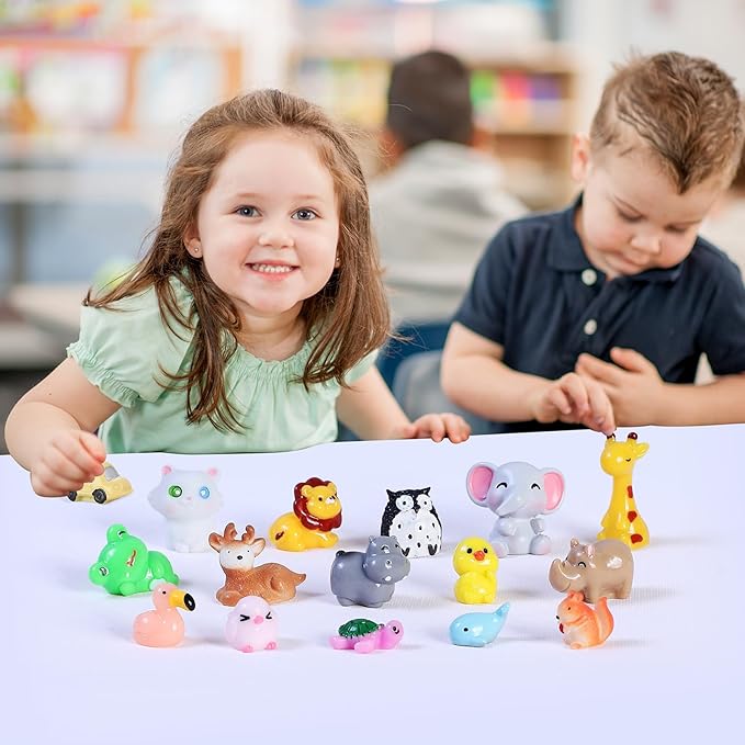 130pcs Mini Resin Animals Figures to HideTiny Resin Figurines Animals for Dollhouse Fairy Garden Kit Accessories Aquarium Decor Micro Landscape Ornaments Potted Plant Crafts