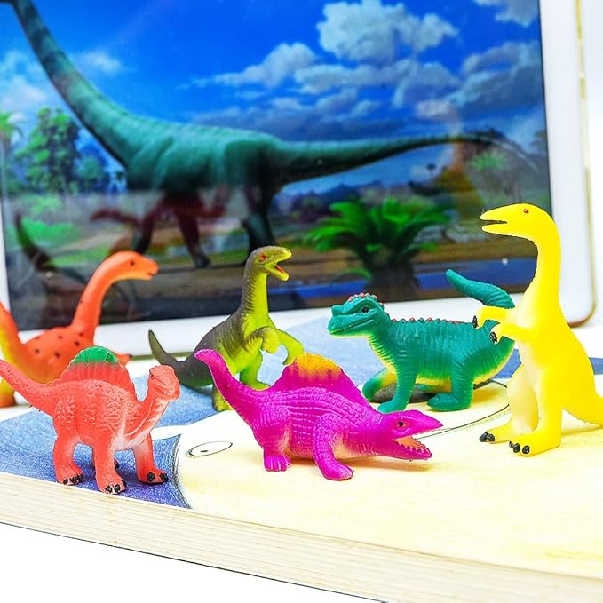 14PCS Dinosaur Toys Animal Figurines, Color Changing Toy, Stretchy Realistic Animal Playset, for 3 Years and Up, for Themed Parties, Easter Eggs Filler, Cake Topper, Classroom Rewards