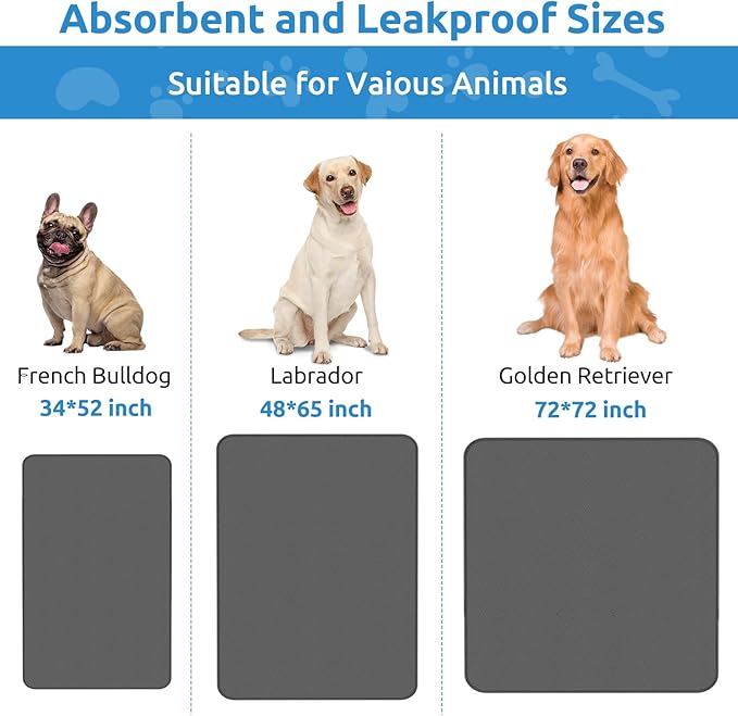 CoolShields Washable Puppy Dog Pee Pad, 34" X52" Waterproof Whelping Training Pet Mat for Playpen, Crate, Potty, Floor, Bed, Sofa and Trunk, Reusable Pee Pads for Dogs, Cats, Bunny