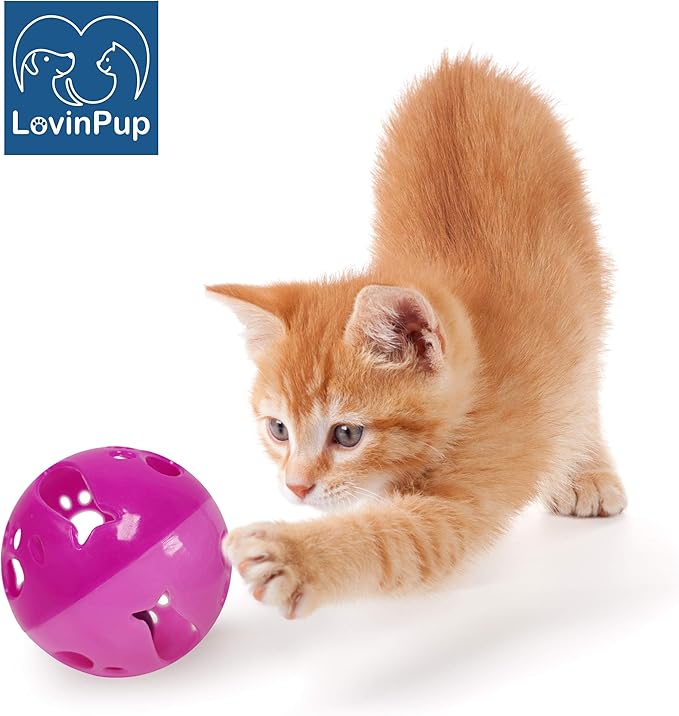 Cat Ball Toy with Bell Larger Size, Bells Jingle as Balls Roll, Cat Toy for Small or Large Cats, or Other Animals (Pink - 1 Pack)
