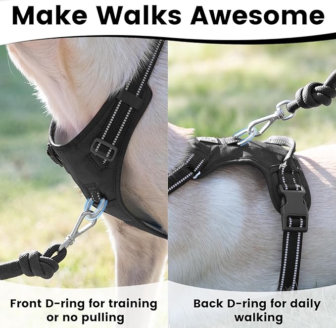 No Pull Dog Harness, Reflective Puppy Vest for Small Medium Large Sized Dog(Black,XS)