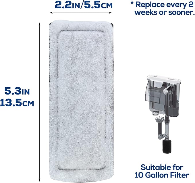 Replacement Fish Tank Filter Cartridges, Suitable Aquarium Filter (10 Gal), 3 Pack, White