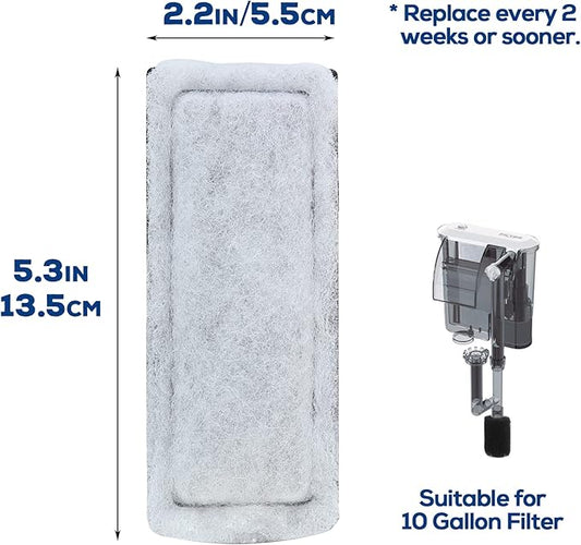 Replacement Fish Tank Filter Cartridges, Suitable Aquarium Filter (10 Gal), 3 Pack, White