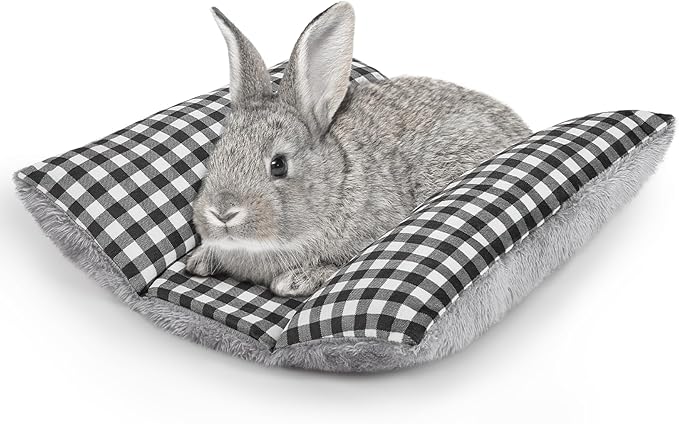 Rabbit Bed 15"X14"Thickened and Soft Bunny Bed Washable Cuddle Cushion Plush Mat Double-Sided Plush Small Pet Flop Mat Cotton Pillow for Rabbit