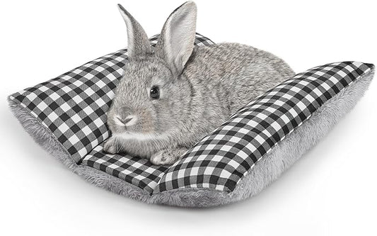 Rabbit Bed 15"X14"Thickened and Soft Bunny Bed Washable Cuddle Cushion Plush Mat Double-Sided Plush Small Pet Flop Mat Cotton Pillow for Rabbit