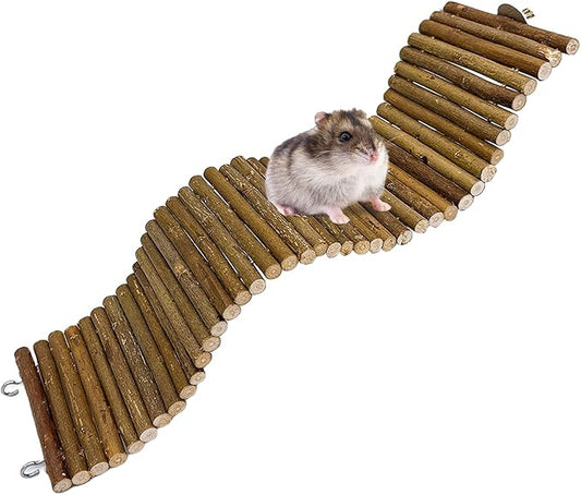 Rat Bendy Long Suspension Bridges Gerbil Wooden Ramp Hamster Cage Climbing Ladder Natural Wood Chews Toys for Rodents Mouse Dwarf Hamster