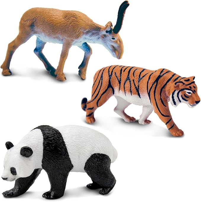 Safari Ltd. Asian Animals TOOB - Set of 8 Mini Figurines - Asian Elephant, Indian Rhino, Orangutan, Panda Bear, Tiger, Antelope, Philippine Eagle, and Gavial - Toys for Boys, Girls & Kids Ages 3+
