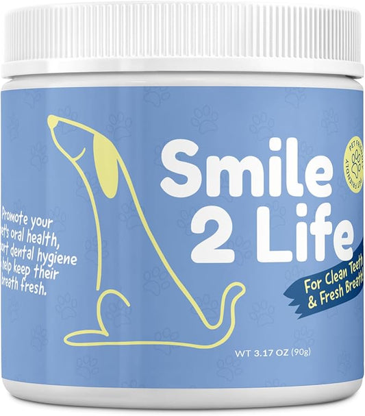 Dog Dental Powder | All-Natural for Teeth Cleaning | Plaque Remover for theeth and Breath freshener | Flavorless, Easy to Use | 3.17 oz - 60 supplys | Smile 2 Life