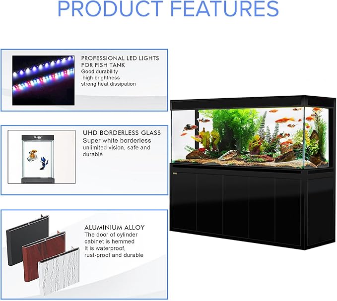 400 Gallon Aquarium Tempered Ultra-Clear Glass with Complete Setup All Black