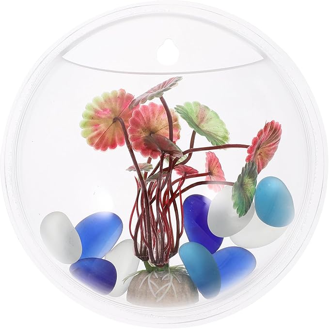 POPETPOP Wall Mounted Fish Bowl : Acrylic Hanging Fish Tanks Transparent Aquarium Wall Plant Pot for Home Decor, 5.89X5.89X2.75in