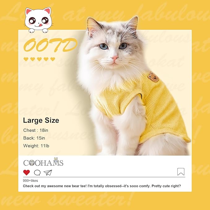 3 Pack Shirts for Cat, Small & Medium Dog Clothes, Waffle-Knit Puppy Shirts, Lightweight, Breathable, Stretchy Pet Clothes, Sleeveless Tee Shirt Gift for Cats & Dogs (3 PCS, 2XLarge)