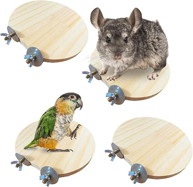Hamiledyi Wooden Hamster Cage Platform Set 4Pcs Bird Wood Platform Hamster Rat Gerbil Mice Cage Accessories Platform Wood Perch Stand Board Habitat for Syrian Dwarf Hamsters Small Animals