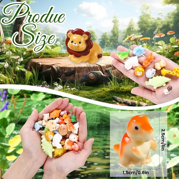 40pcs Mini Resin Animal 40 Styles Tiny Resin Animals Miniature Little Small Animal Figures Bulk for Micro Fairy Garden Landscape Accessories Dollhouse Hide Crafts Decor Aquarium Toys