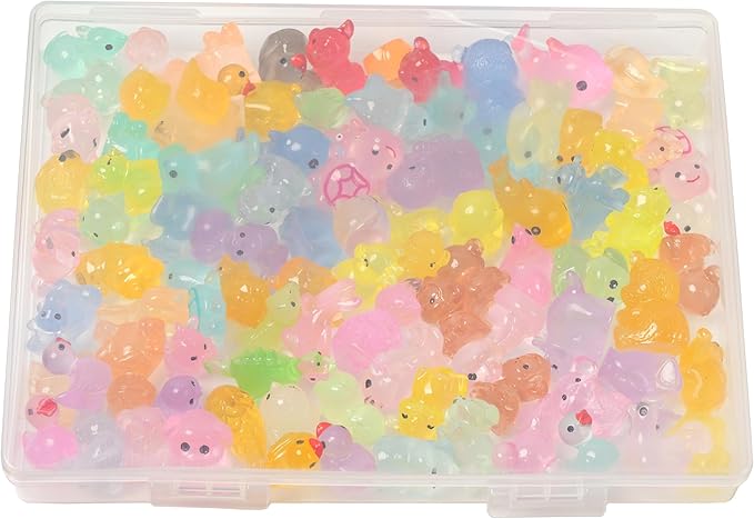 Mini Resin Ducks Tiny Animals Various Small Animals Dog, Rabbit, Turtle, Chick, Bird Glow in The Dark for Garden Micro Landscape Potted Dollhouse Decor