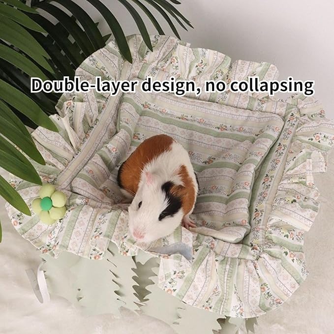 Guinea Pig Bed, Small Animal Bed Guinea Pig Hideout Sleeping Bed for Chinchilla Hamster Rat Guinea Pig Tent with Cushion for All Seasons (Yellow)
