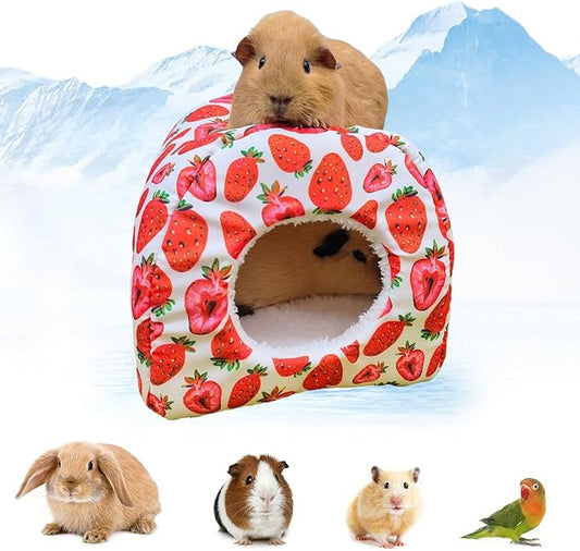 Guinea Pig Hideout - Thickened Washable (Pink) Small Animal House Cage Accessories for Guinea Pig,Mouse,Chinchillas, Hamsters,Hedgehogs,Ferrets,Bearded Dragons & Rats