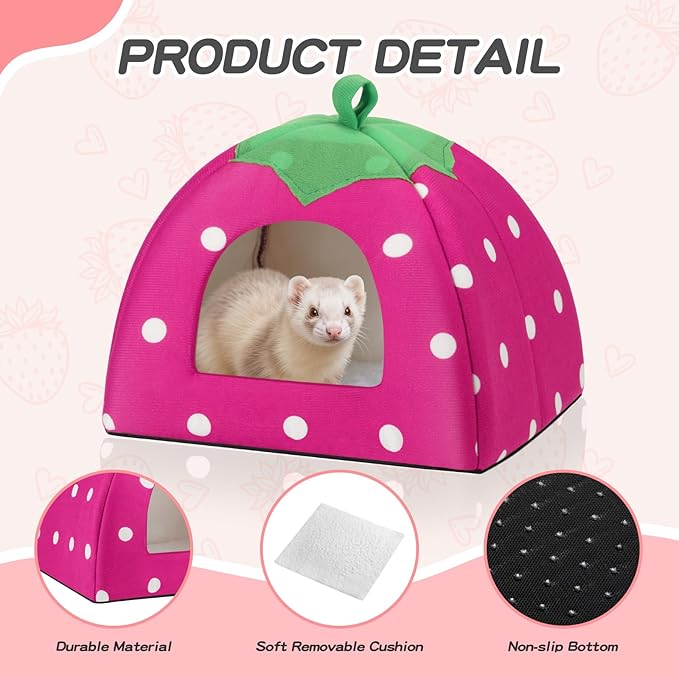 Guinea Pig Hideout for Small Animals(Guinea Pig Bed with Warm Fleece, Washable Pet Cushions, Winter Sleeping Warmth)