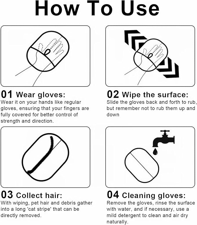 Pet Hair Removal Glove Reusable Anti Static Pet Fur Remover Glove for Furniture Clothes Bedding and More for Dogs and Cats Multi Surface Hair Cleaner Tool (3 pcs)