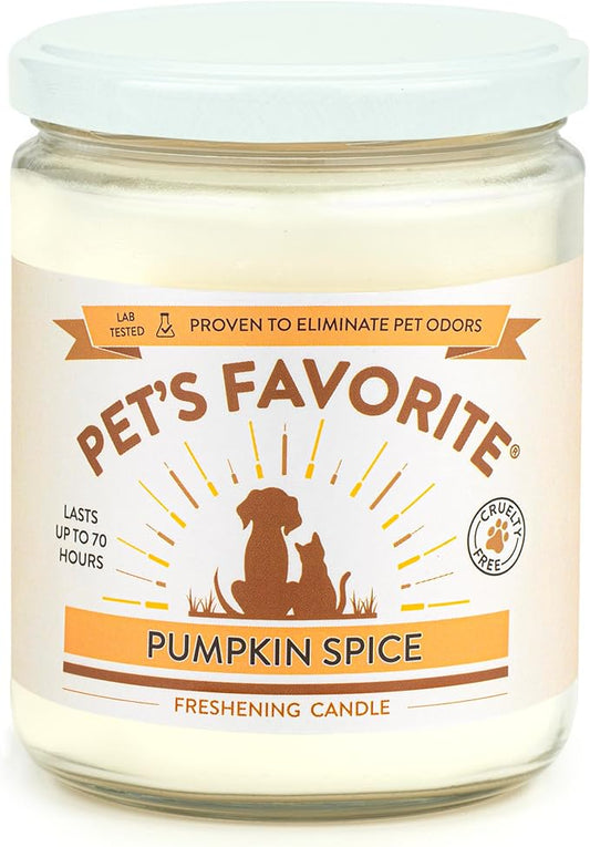 Pet's Favorite Pet Odor Candle, Clean Burning, Long Lasting Scented Candles with a Cotton Wick. (Pumpkin Spice, Pack of 1)