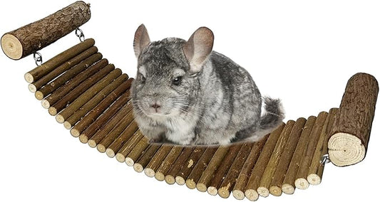 Chinchilla Wooden Suspension Bridge Platform Toy, Small Animal Climbing Toys for Chinchilla Hamsters Sugar Glider Squirrel Gerbils Rat and Other Small Animals