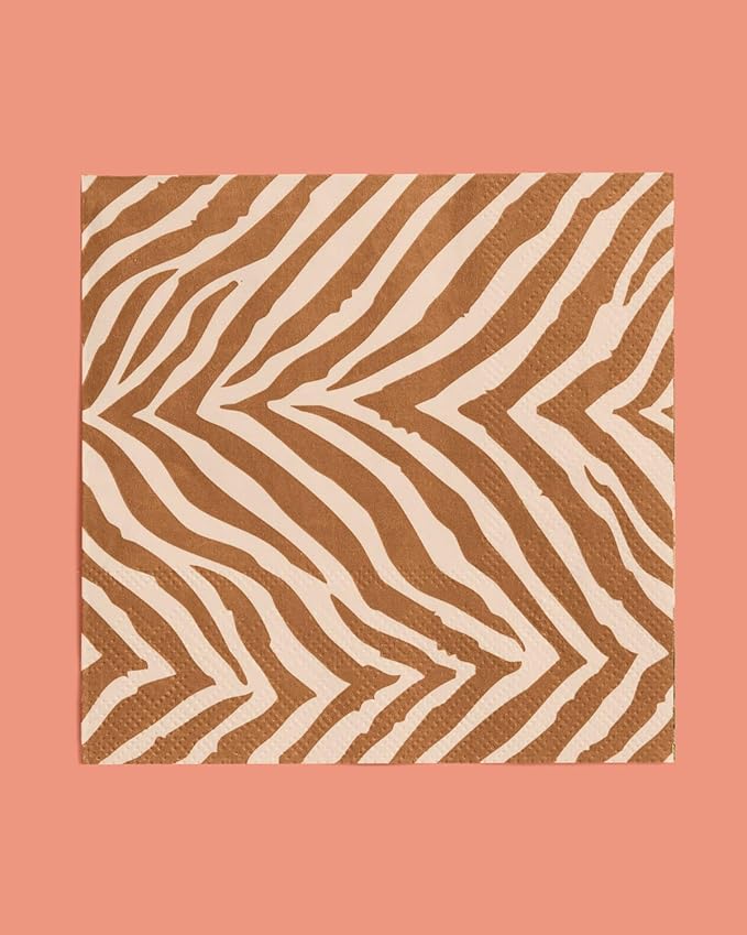 xo, Fetti Animal Print Safari Napkins - 3-ply, 24 pcs | Jungle Cocktail Napkins, Zoo Dinner Party Setting, Kids Wild Birthday Decoration, Rainforest Tablescape
