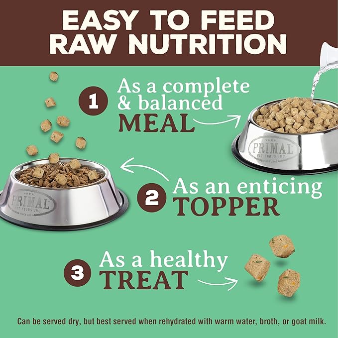 Primal Freeze Dried Dog Food, Pronto Mini Nuggets, Chicken; Scoop & Serve, Complete & Balanced Meal; Also Use As Topper or Treat; Premium, Healthy, Grain Free, High Protein Raw Dog Food(16 oz, 2-Pack)