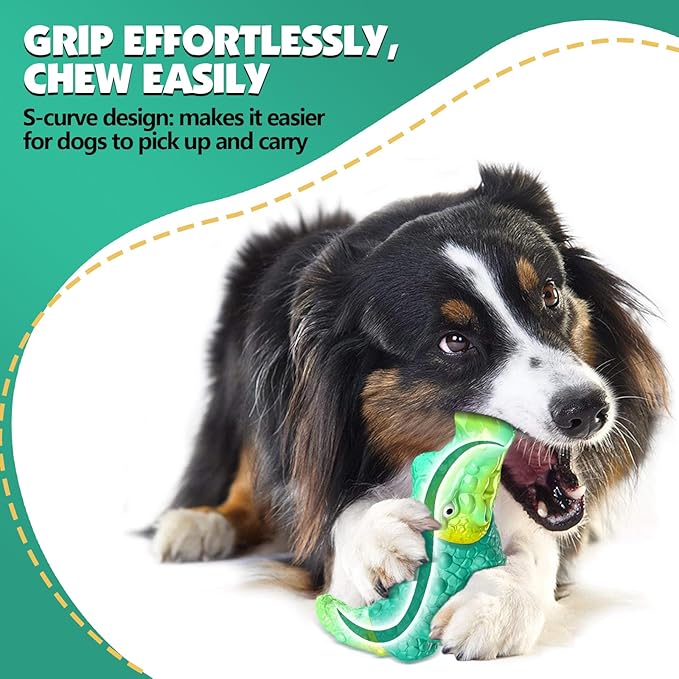 Dog Toys for Aggressive Chewers - Indestructible Dog Toy Squeaky Chew Toys to Keep Them Busy for Large and Medium Breeds, Bacon Flavor (Yellow Green)