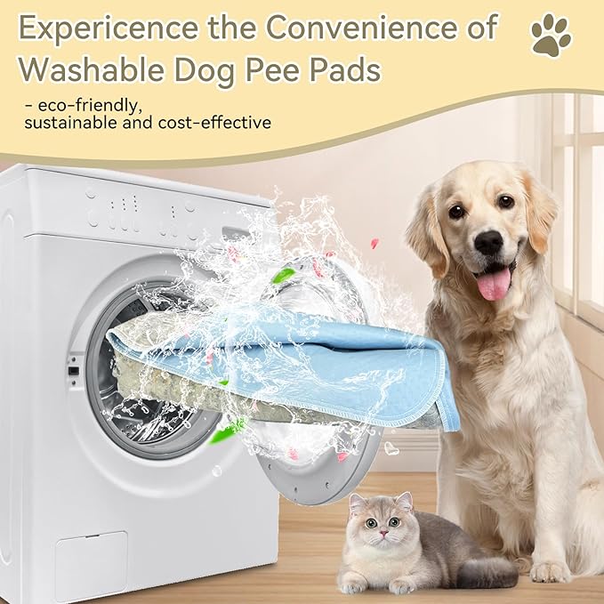 Washable Pee Pads for Dogs 2 Pack Reusable Puppy Training Pads 36"x41" Super Absorbent Waterproof Dog Training Pads, Non-Slip Potty Pads Whelping Pads Litter Mat Pet Supplies - Vintage White