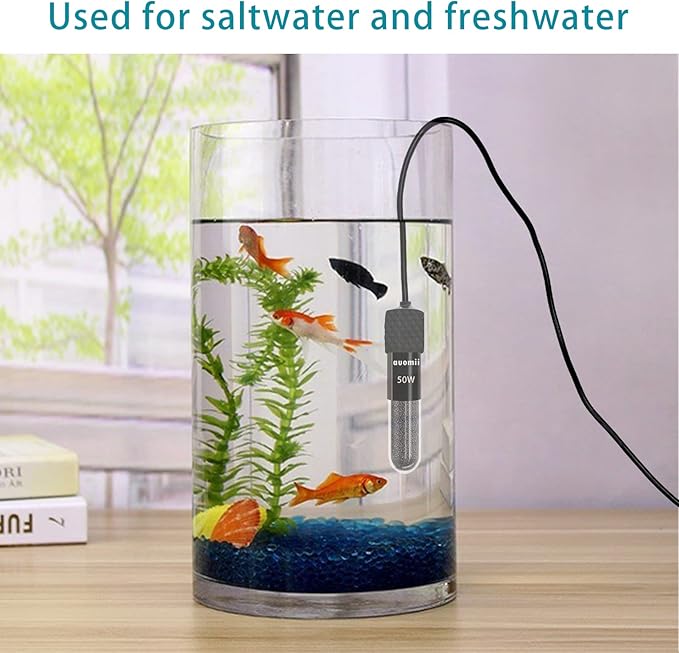 Small Submersible Aquarium Heater,Adjustable Mini Fish Tank Heater 25/50/100/150/200/300 Watts with External Temperature Controller, LED Display, Smart Memory, Used for 1-60 Gallons (150W)