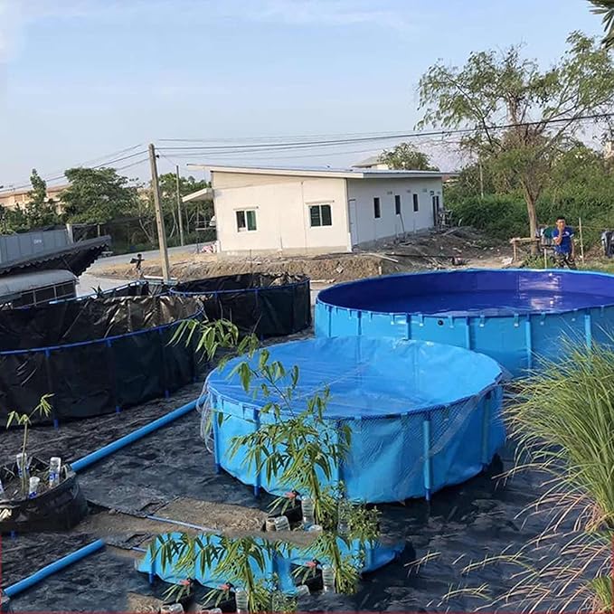 WANLIAN Pool Above Ground Canvas Fish Pond Circular Thickening Pool Belt frame Large Collapsible Outdoors Tarpaulin for koi pond Culture Agricultural Irrigation Water StorageTank4.9ftx3ft/1700L(1.5*1)