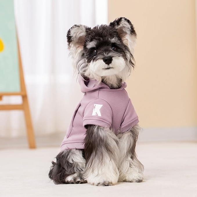 Koneseve Dog Hoodie & Cat Sweater, Warm Fleece Hooded Sweatshirt with Pocket for Small to Large Pets, Cozy Winter Outfit, Purple, 2XL