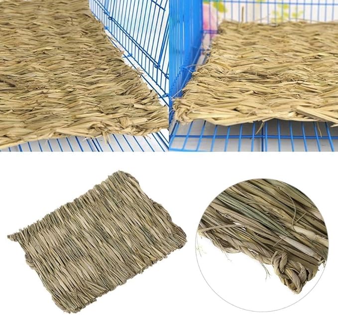 Hamiledyi 15 Pack Woven Bed Mat for Rabbits - Grass Mat & Bunny Bedding Nest - Natural Chew Toy Bed for Guinea Pig Chinchilla Squirrel Hamster Cat Dog and Small Animal