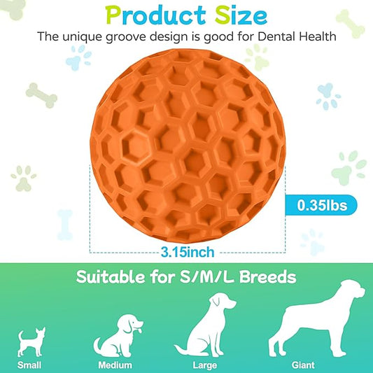 LUKITO Dog Chew Toys, Dog Toys for Aggressive Chewers Large Breed, Interactive Squeaky Balls, Tough Dog Toys with Natural Rubber for Large and Medium Small (3 Balls)