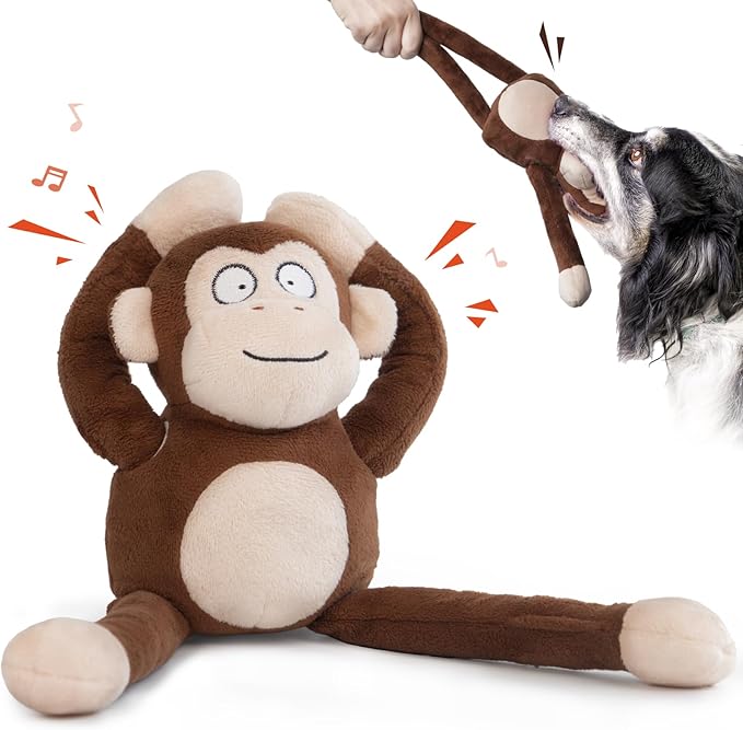 Dog Toy with Crinkle Paper & Squeaker Durable Plush Tug of War Dog Toys Interactive Soft Puppy Toy for Small Medium & Large Dogs to Keep Them Busy