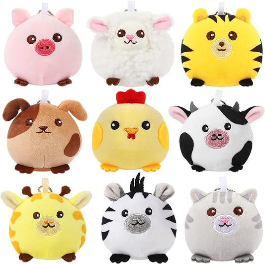 Skylety 9 Pcs Mini Plush Animals Toys Bulk 3.15 Inch Cute Soft Small Stuffed Animal Plush Keychain for Kids Goodie Bag Fillers Birthday Classroom School Prizes Festival Party Favors(Cute Animals)