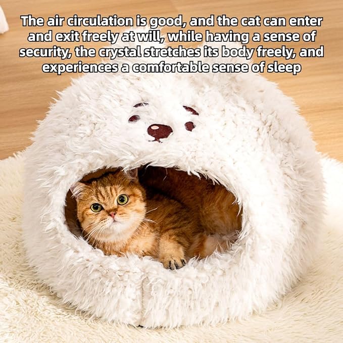Animal Design Pet Bed Cat Dog Bed for Indoor Cats Pet Tent Cave with Removable Cushion Plush Half-Enclosed Warm House for Cats Small Dogs Kitten Puppy Sleeping (Deer,Medium)