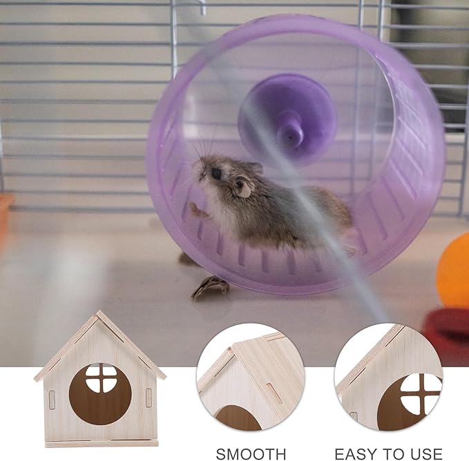 Wooden Hamster House Hideout for Small Pets and Design for Dwarf Hamsters Gerbils and Mice Cozy Sleeping Space and Fun Exercise Area