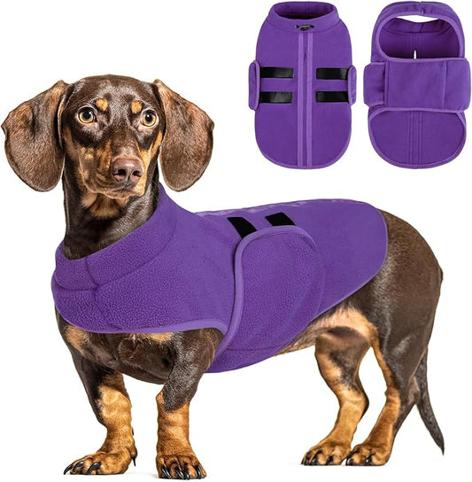 Queenmore XXL Dog Sweater, Soft Fleece Vest Pullover Dog Jacket with Leash Hole, Warm Winter Dog Clothes Cold Weather Doggy Dachshund Sweaters for Large Dogs Cats Boy or Girl (Lavender, XXL)