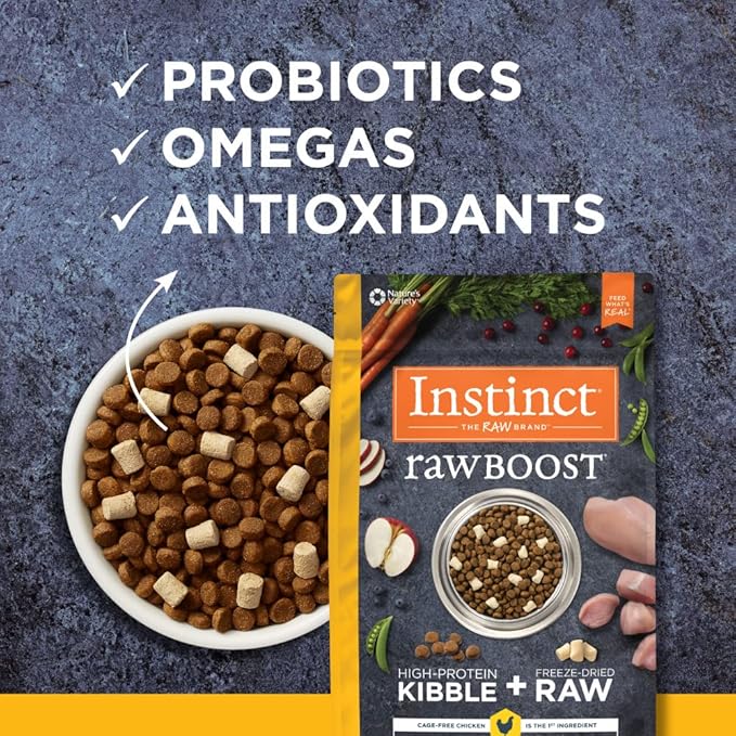 Instinct Raw Boost, Natural Dry Dog Food with Freeze Dried Pieces, High Protein, Grain Free Recipe - Real Chicken, 21 lb. Bag
