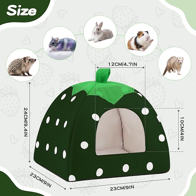 Guinea Pig Hideout for Small Animals(Guinea Pig Bed with Warm Fleece, Washable Pet Cushions, Winter Sleeping Warmth)