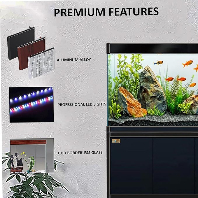 260 Gallon Aquarium Tempered Ultra-Clear Glass with Complete Setup in Black Premium