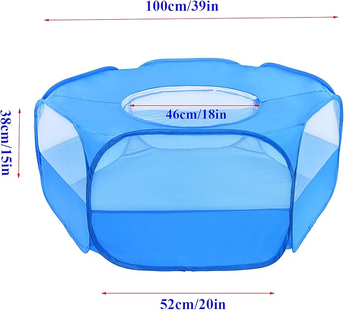 Mantouxixi Small Animal Playpen with Cover, Animal Chinchilla, Hamsters, Bunny, Rabbits, Kitten Kitten Ferret Playpen with Cover - Blue