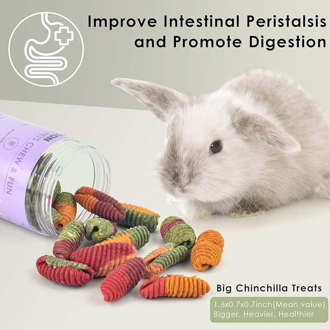ERKOON Chinchilla Treats, Chew Toys for Teeth for Rabbit Guinea Pig Gerbil Rat Dwarf Hamster (Mixed-Large Size)