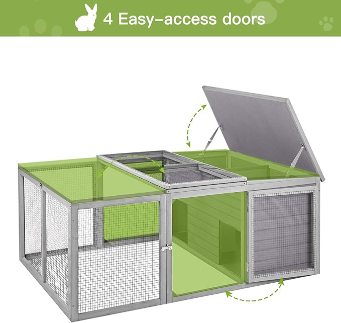 GUTINNEEN Rabbit Hutch Indoor, Bunny Cage Outdoor, Small Animal House with Large Run