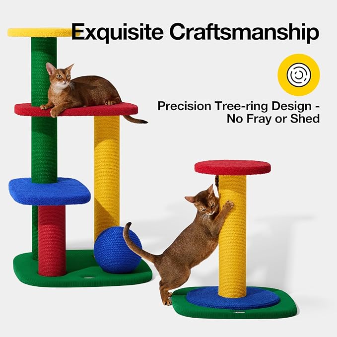VETRESKA 22" Cat Tree, Sisal Scratching Posts with Stable Base, Indoor Cats Furniture Activity Center for Cats Kittens(Two Platform)