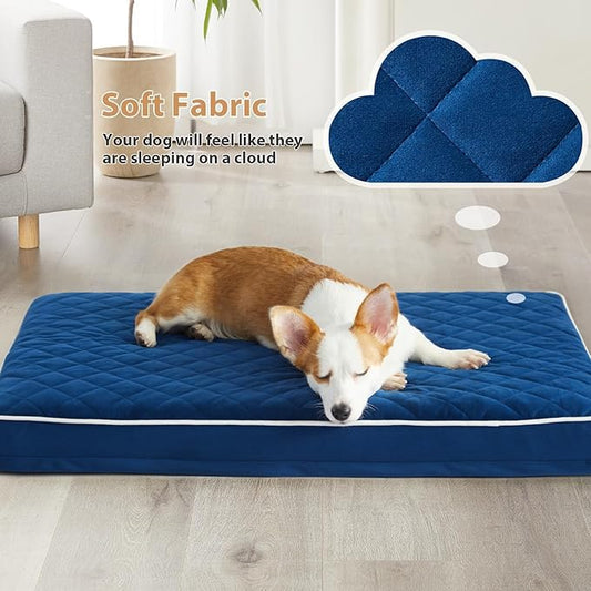 WNPETHOME Orthopedic Giant Dog Beds Large Sized Dog, Waterproof Extra Large Dogs Bed with Removable Washable Cover, Multi-Needle Quilting Dogs Crate Bed