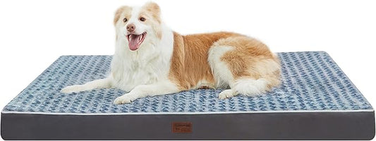Dog Bed Mats for Large Jumbo Big Dog - Orthopedic Dog Pet Durable Crate Bed Mattress of Thick Egg Foam Crate, Rose Plush Cover, Waterproof Lining and Non-Slip Bottom (XXL(47''x29''x4''), Grey Side)