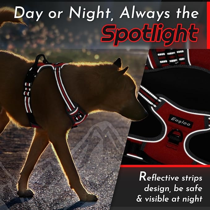 Eagloo Dog Harness for Small Dogs, No Pull Adjustable Service Vest with Control Handle，Red, S