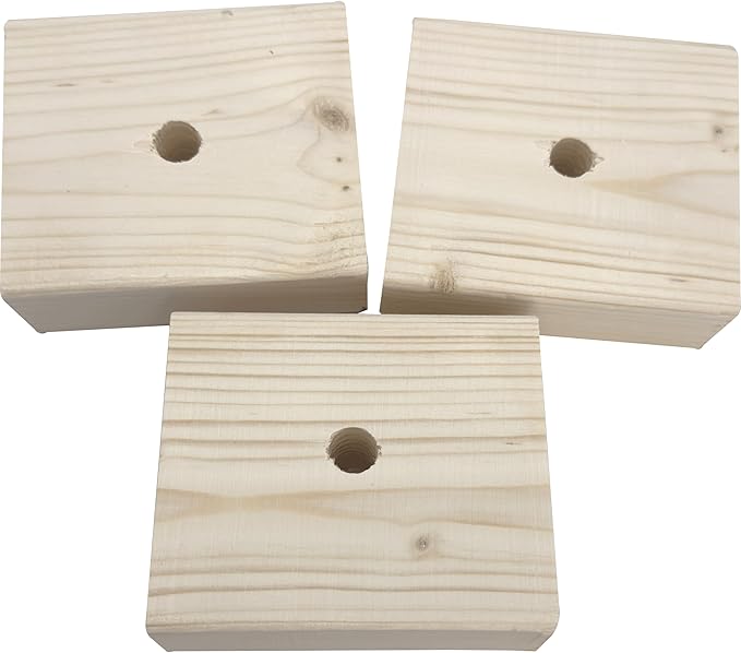 3007 Block Type 7 Chunky Square 3-Pack Wooden Parts for Parrot Cage Toys Cockatoos Macaws Conures Chew Bird Playground Foraging African Grey